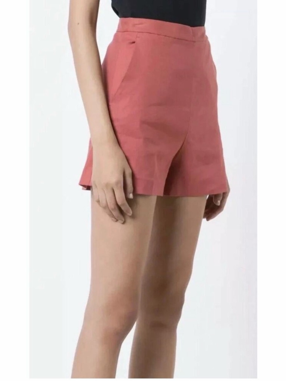 NWT Theory Tarrytown Shorts Size 4 Carmine Red Linen Blend Tailored Shorts